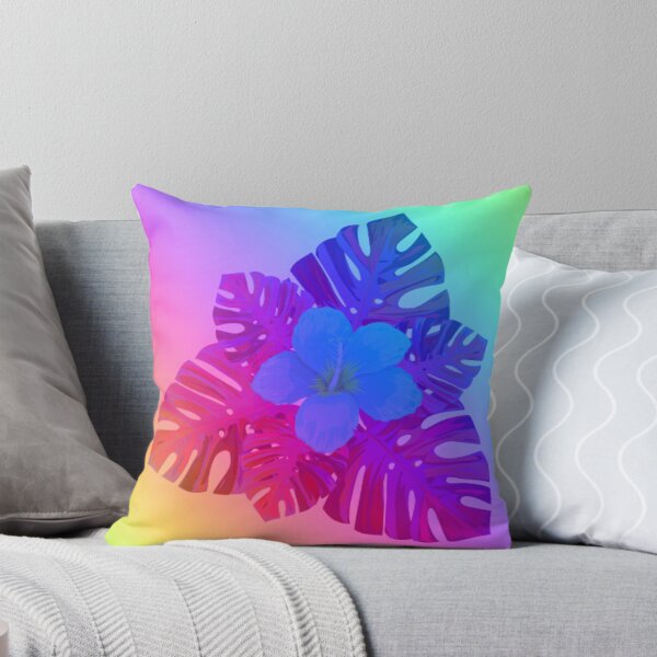 Item preview, Tropical Rainbow Multicolor Hibiscus Leaves Blue Flower Purple Leaves designed and sold by hearthearts.