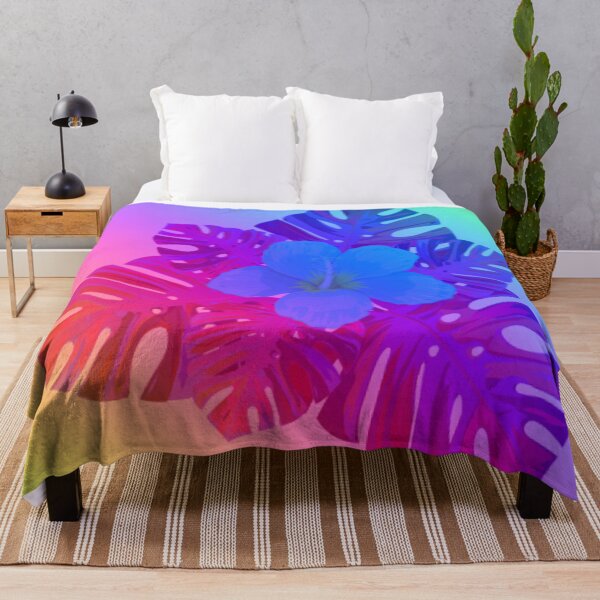 Item preview, Tropical Rainbow Multicolor Hibiscus Leaves Blue Flower Purple Leaves designed and sold by hearthearts.