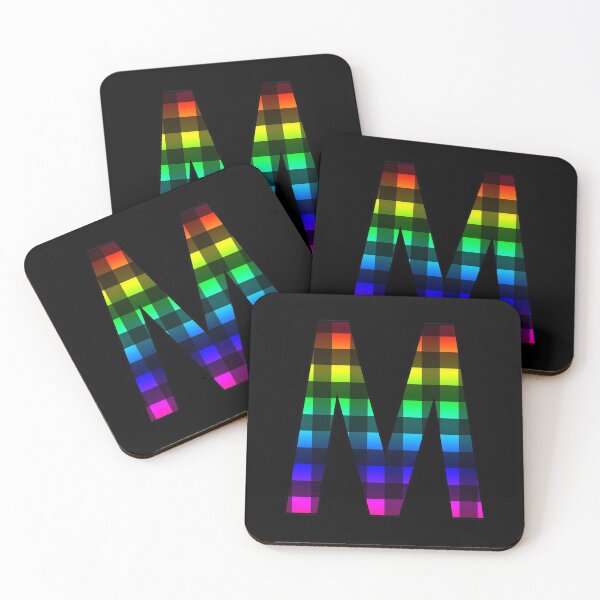 Item preview, The Letter M - Monogram in Rainbow and Black Buffalo Plaid designed and sold by Bumblefuzzies.