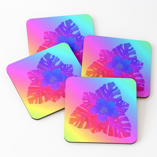 Item preview, Tropical Rainbow Multicolor Hibiscus Leaves Blue Flower Red Leaves designed and sold by hearthearts.