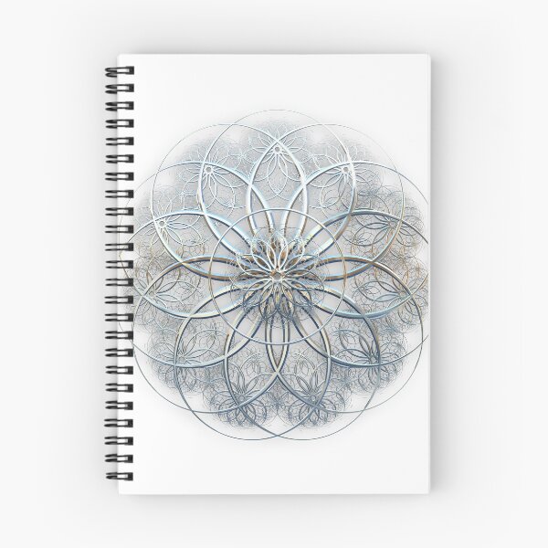 Aperçu de l'œuvre Fractale spiro mandala chrome sur blanc créée et vendue par BoundedChaos.
