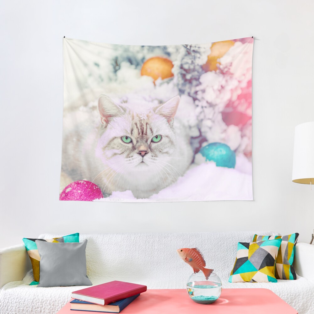 Kitty Cat Christmas Ornaments Tapestry by Pamela Arsena