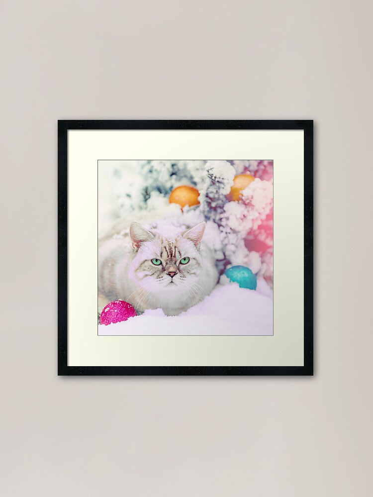 Kitty Cat Christmas Ornaments Artwork Framed Art Print by Pamela Arsena