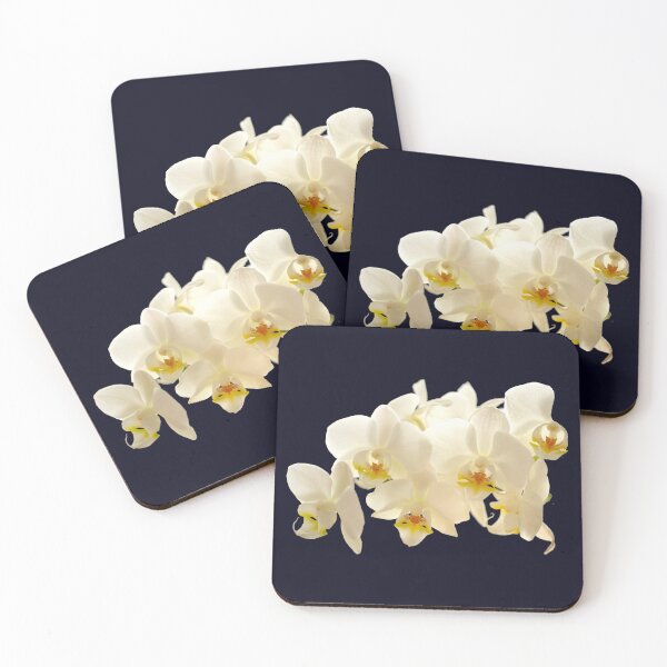 Item preview, Beautiful White Orchid Flower on the Dark Blue Background designed and sold by ALEX PHOTO DREAMS.