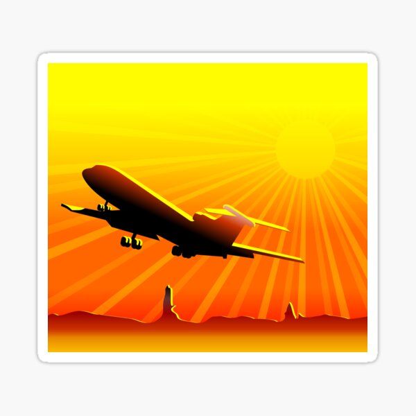 Vista previa del artículo con la obra «Avión despegando al atardecer», diseñado y vendido por MegaSitioDesign.