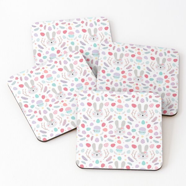 Item preview, Easter bunny pattern. Pattern with Easter rabbit, eggs, cake, feathers.  designed and sold by Dustick.