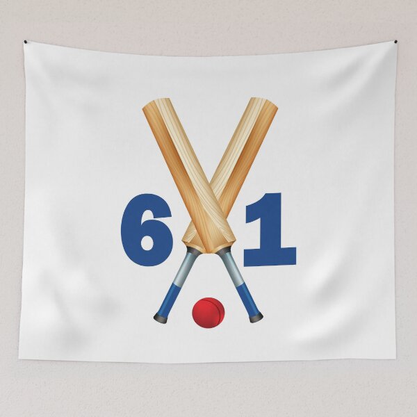 Item preview, Cricket number 61 - sixty one with bats and ball designed and sold by AllShirts21.