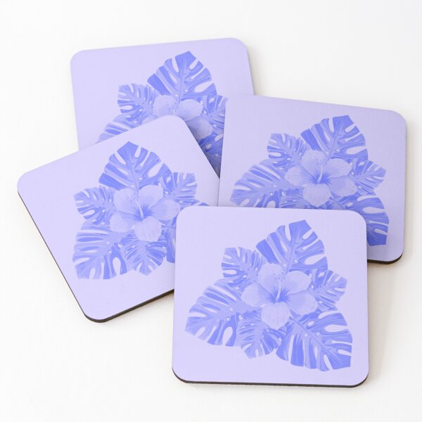 Item preview, Tropical Hibiscus Leaves and Flower Mauve Blue Purple designed and sold by hearthearts.