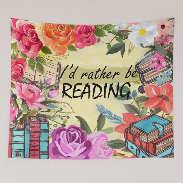 Item preview, I'd rather be reading. Books and flowers theme designed and sold by Booksshack.