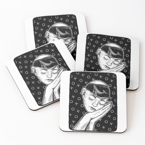 Item preview, Whale in the head of a sleeping girl. Abstract monochrome print. designed and sold by SayukOlga.