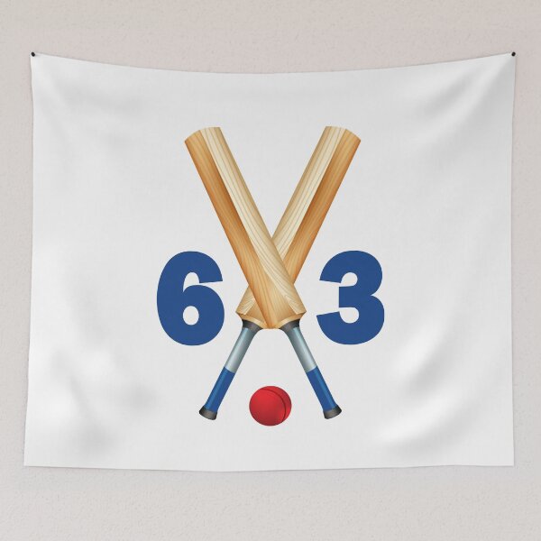 Item preview, Cricket number 63 - sixty three with bats and ball designed and sold by AllShirts21.