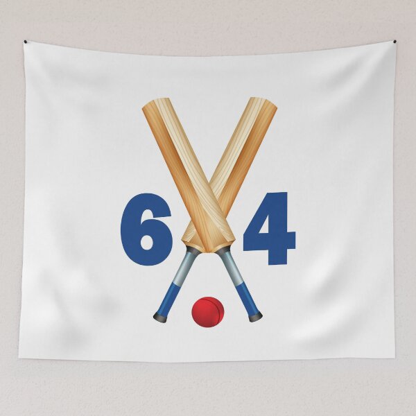 Item preview, Cricket number 64 - sixty four with bats and ball designed and sold by AllShirts21.