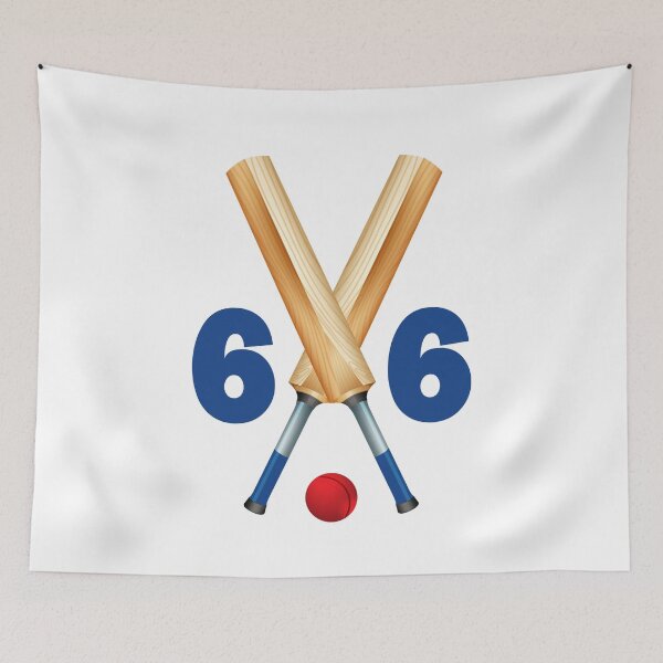 Artikelvorschau, Cricket Nummer 66 - sechsundsechzig mit Fledermäusen und Ball entworfen und verkauft von AllShirts21.