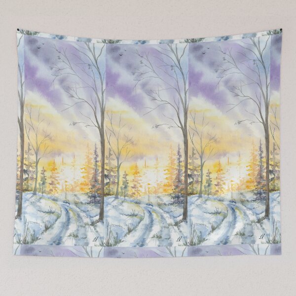 Item preview, Snowy Road Sunrise designed and sold by sarahvogelart.