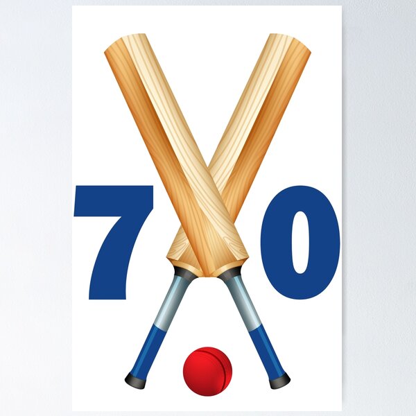 Item preview, Cricket number 70 - seventy with bats and ball designed and sold by AllShirts21.