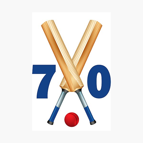 Item preview, Cricket number 70 - seventy with bats and ball designed and sold by AllShirts21.