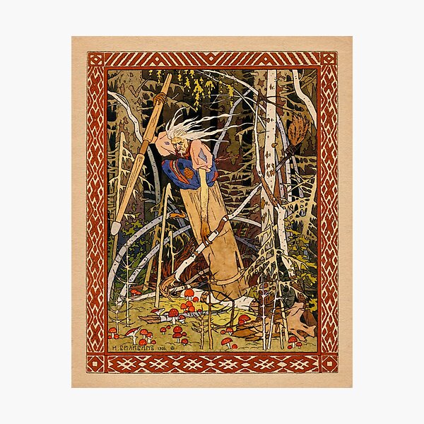Baba Yaga - folk tales Ivan Bilibin illustration Photographic Print