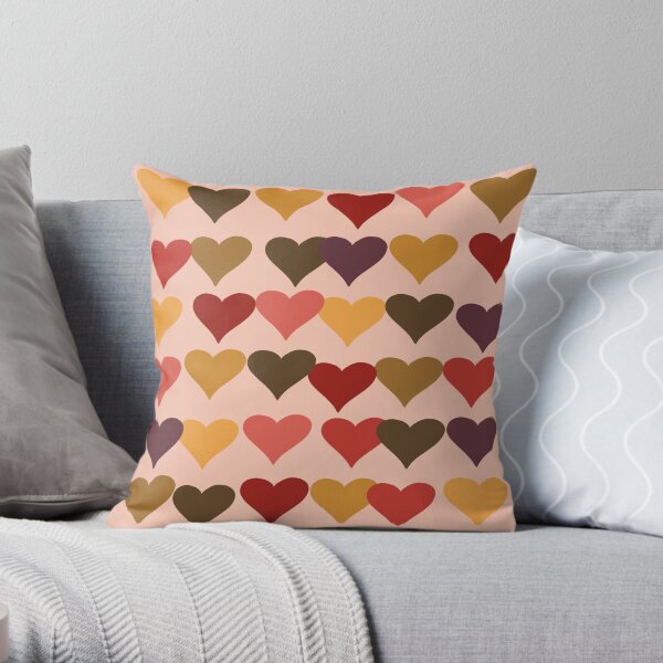 Colourful Heart Print GReeting Card Throw Pillow