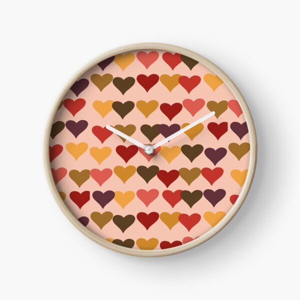Colourful Heart Print GReeting Card Clock