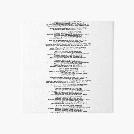 Rick Roll (Never Gonna Give You Up) Lyrics Greeting Card for Sale by  KnownNowhere