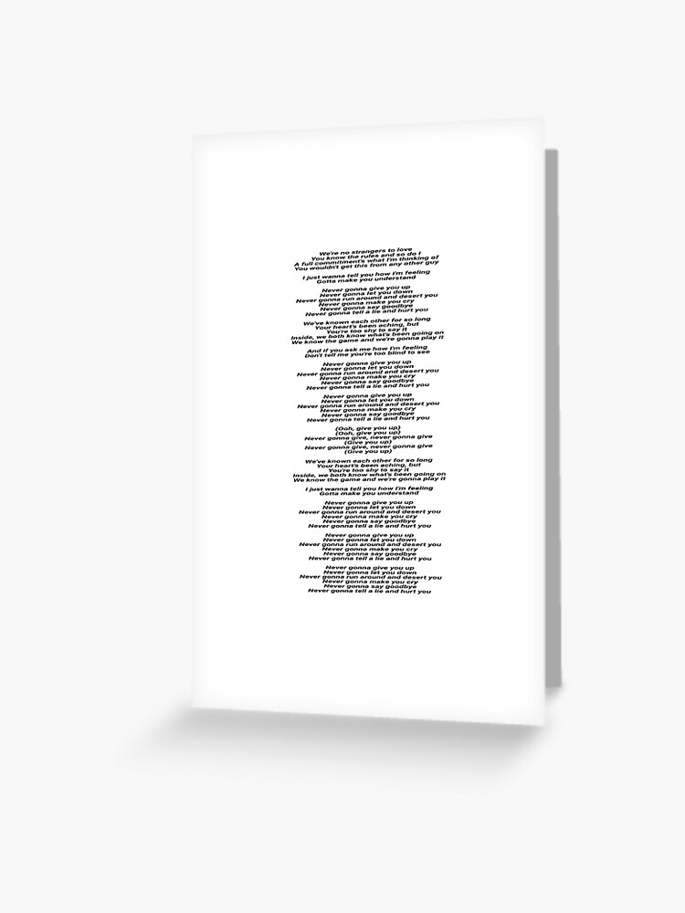 Rick Roll (Never Gonna Give You Up) Lyrics Greeting Card for Sale by  KnownNowhere