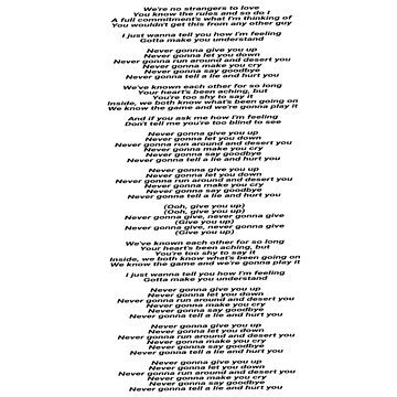 X 上的Mrs. Huntington：「Print lyrics to a song, I said. #rickroll   / X