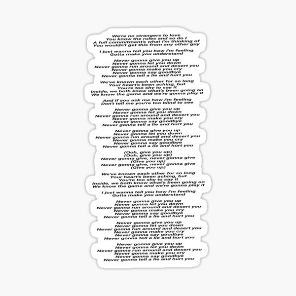 X 上的Mrs. Huntington：「Print lyrics to a song, I said. #rickroll   / X