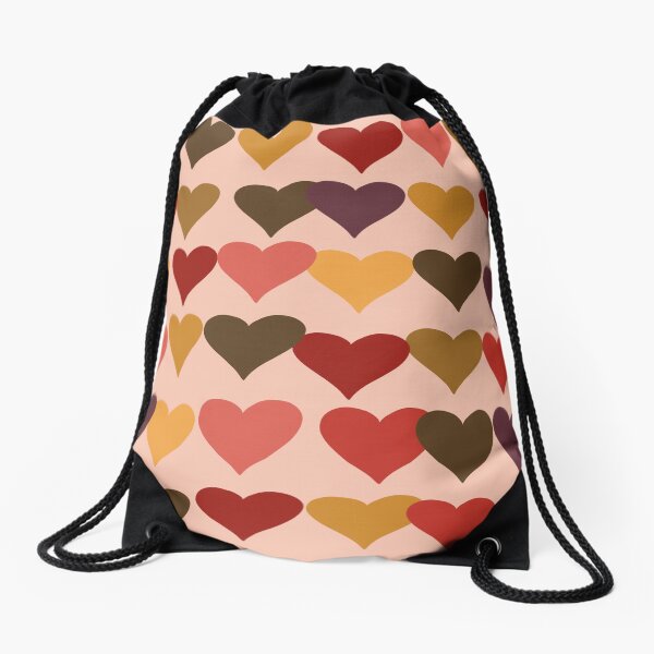 Colourful Heart Print GReeting Card Drawstring Bag