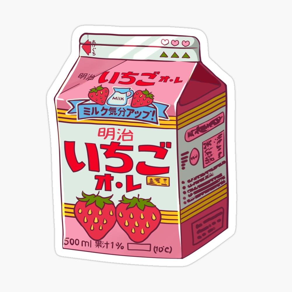 Strawberry Milk STICKER Milk Carton Colorful Pop Sticker Anime  Etsy