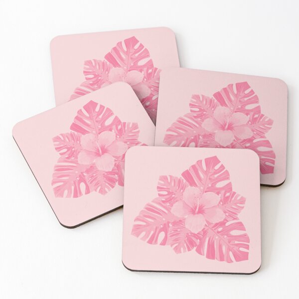 Item preview, Tropical Hibiscus Leaves and Flower Peach Red Pink designed and sold by hearthearts.