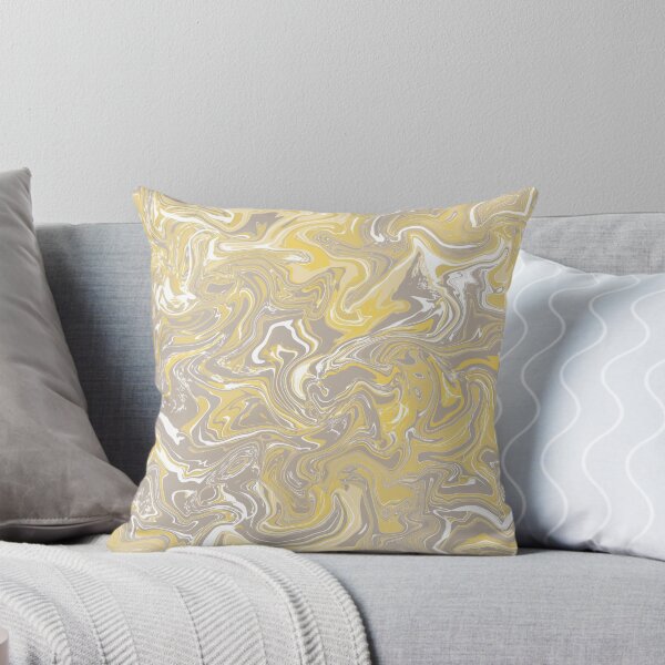 Mustard Yellow Liquify Pattern Throw Pillow