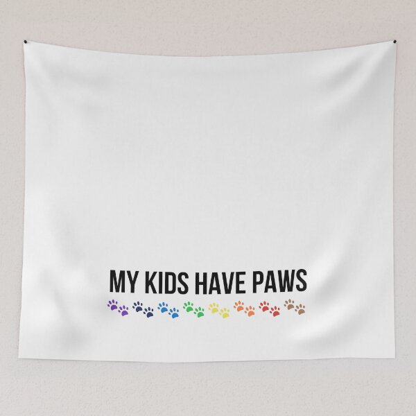 Item preview, My Kids Have Paws with Rainbow Paw Prints (black text) designed and sold by Labradoodlesetc.