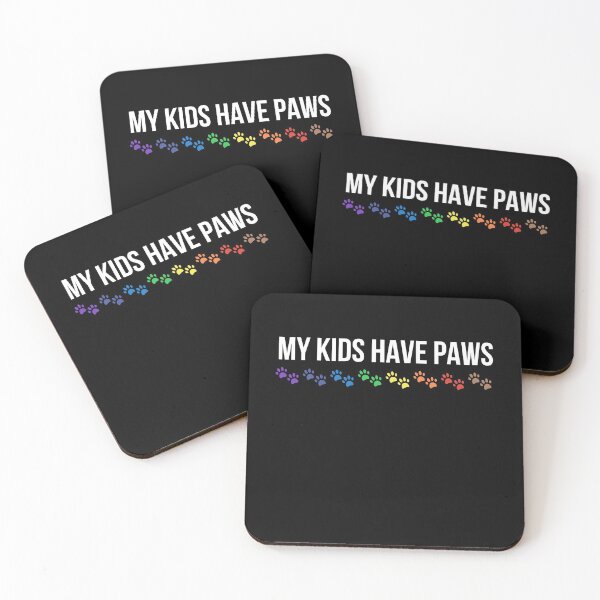 Item preview, My Kids Have Paws with Rainbow Paw Prints (white text) designed and sold by Labradoodlesetc.