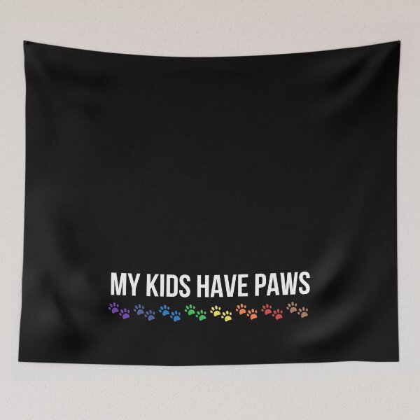 Item preview, My Kids Have Paws with Rainbow Paw Prints (white text) designed and sold by Labradoodlesetc.