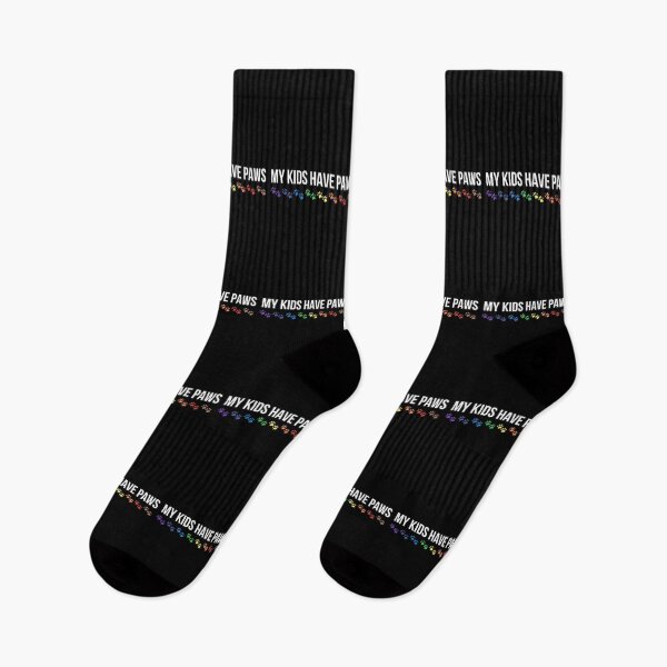 Item preview, My Kids Have Paws with Rainbow Paw Prints (white text) designed and sold by Labradoodlesetc.