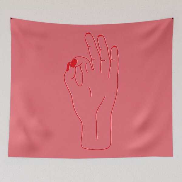 Item preview, Pink and Red OK Hand Gesture Illustration designed and sold by LLCRG.
