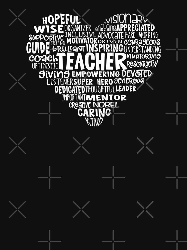 Thumbnail 7 of 7, Classic T-Shirt, TEACHER Word Cloud Heart in White Text designed and sold by jitterfly.