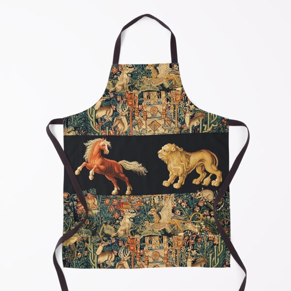 Item preview, RED HORSE AND LION AMONG FOREST ANIMALS IN NAVY BLUE designed and sold by BulganLumini.