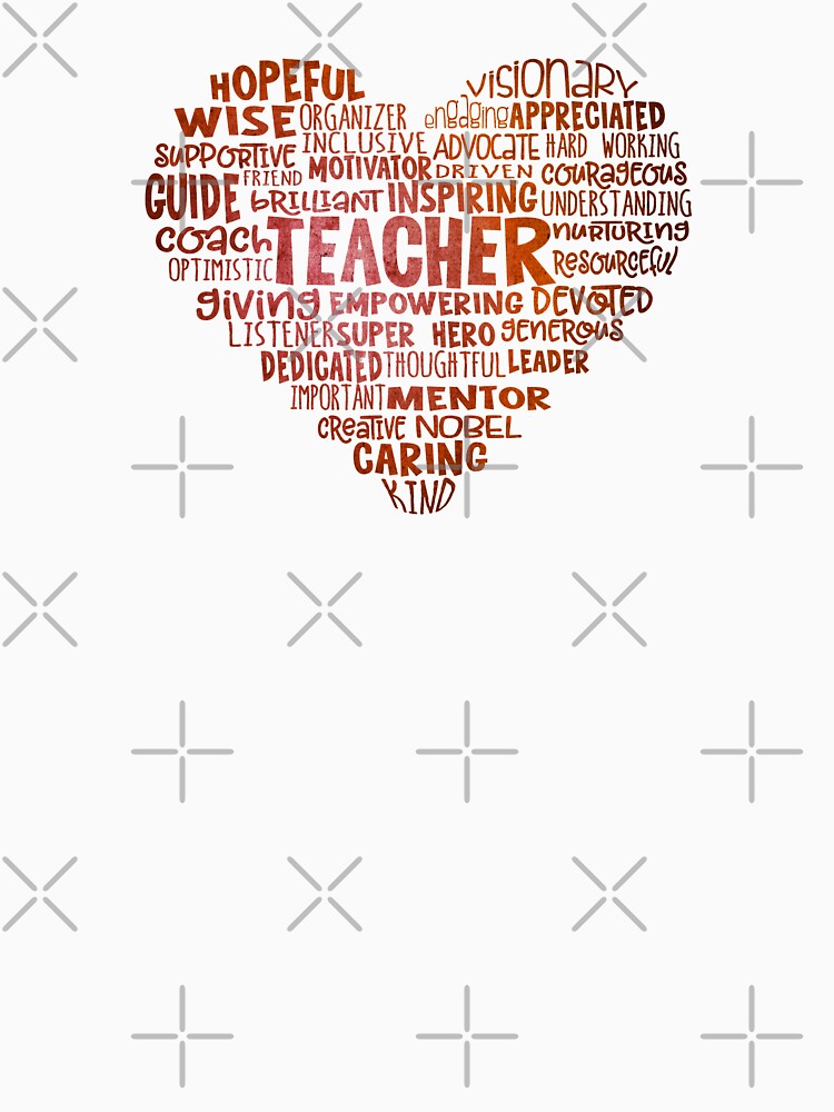Thumbnail 3 of 3, Fitted Scoop T-Shirt, Heart Teacher Word Cloud Red designed and sold by jitterfly.