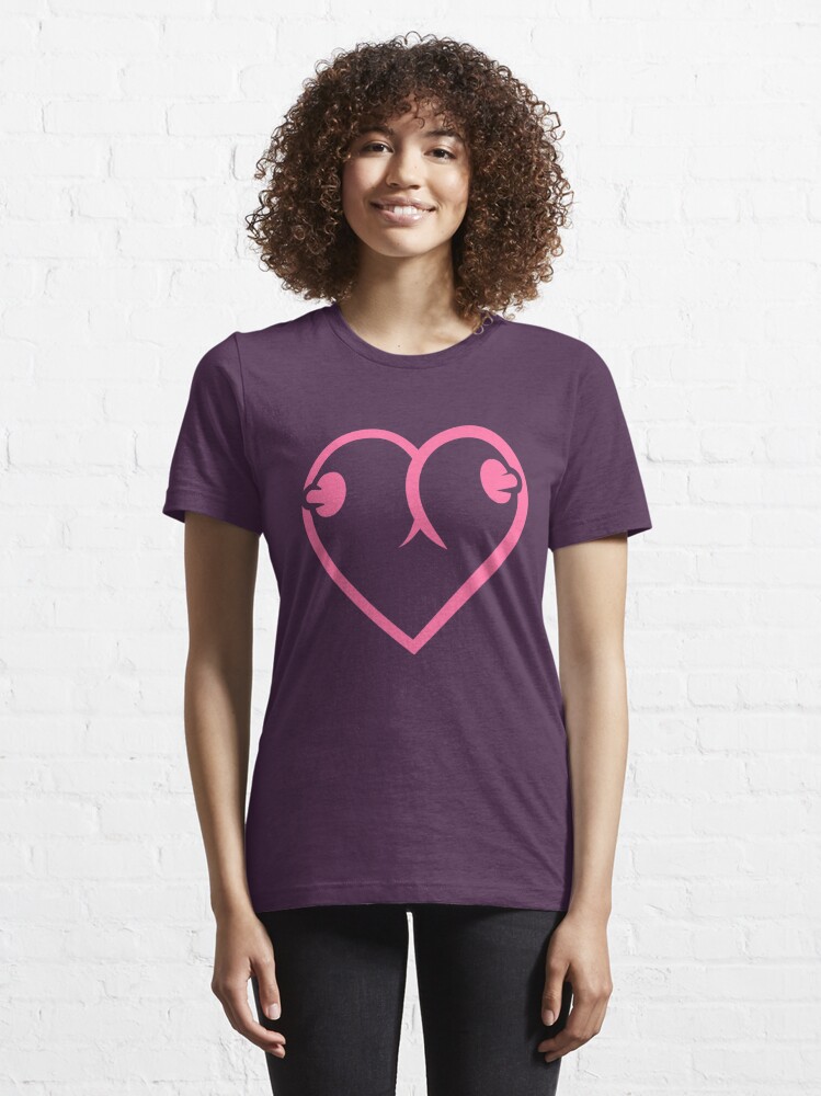 Heart Boobs Shirt - Valentine's Day Graphic Tee, Trendy Cute Pink, Pink / 2XL