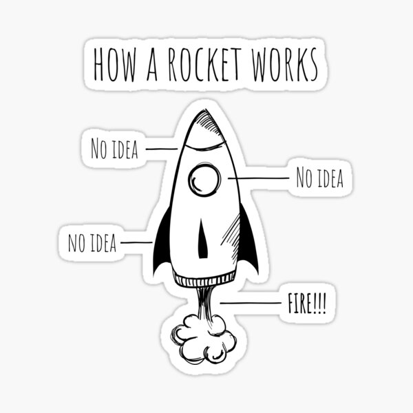 Artikel-Vorschau von Wie eine Rakete funktioniert | Lustige Wissenschaftswitze, designt und verkauft von Cat N' Doodles.