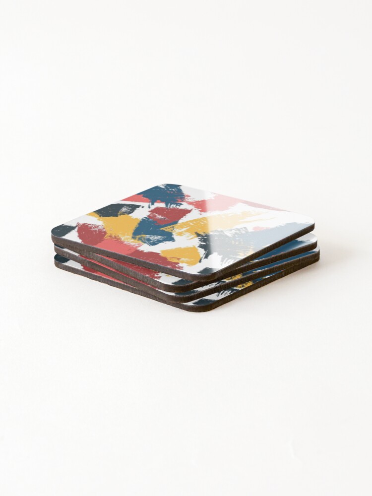 Thumbnail 4 of 5, Coasters (Set of 4), Colorful Brush Strokes Pattern designed and sold by Ristinga.