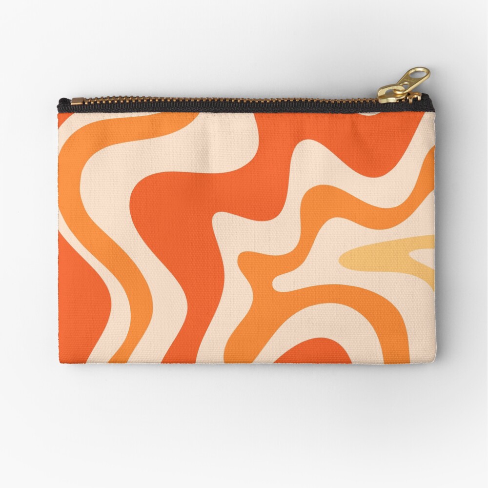 Tangerine Liquid Swirl Retro Modern Abstract Pattern Zipper Pouch