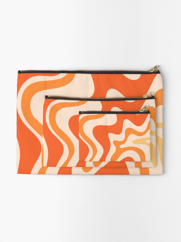 Alternate view of Tangerine Liquid Swirl Retro Modern Abstract Pattern Zipper Pouch