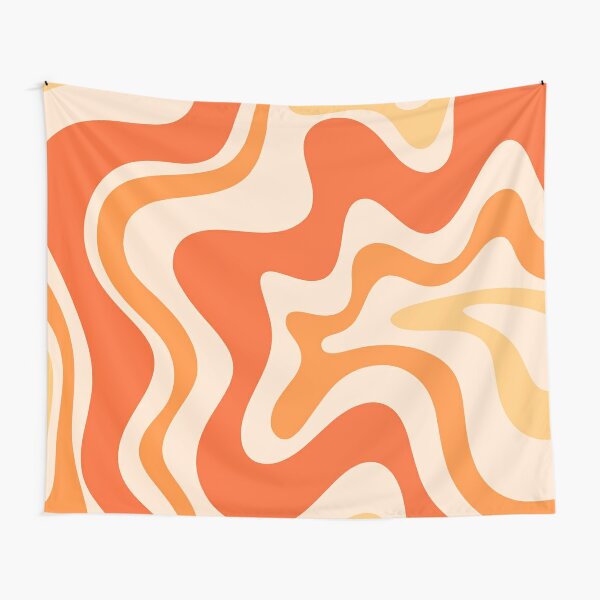 Tangerine Liquid Swirl Retro Modern Abstract Pattern Tapestry