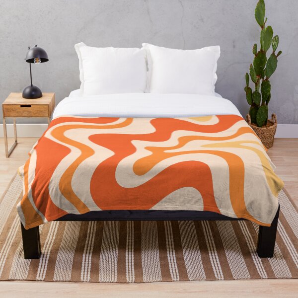 Tangerine Liquid Swirl Retro Modern Abstract Pattern Throw Blanket