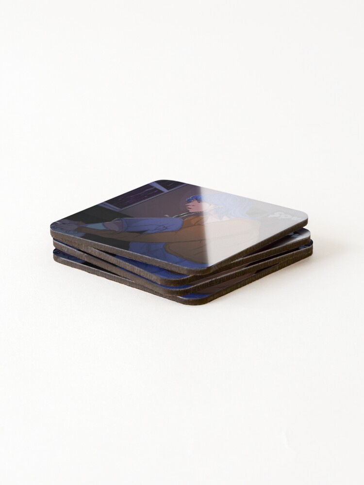 Thumbnail 4 of 5, Coasters (Set of 4), Blue designed and sold by RosesArtPrints.