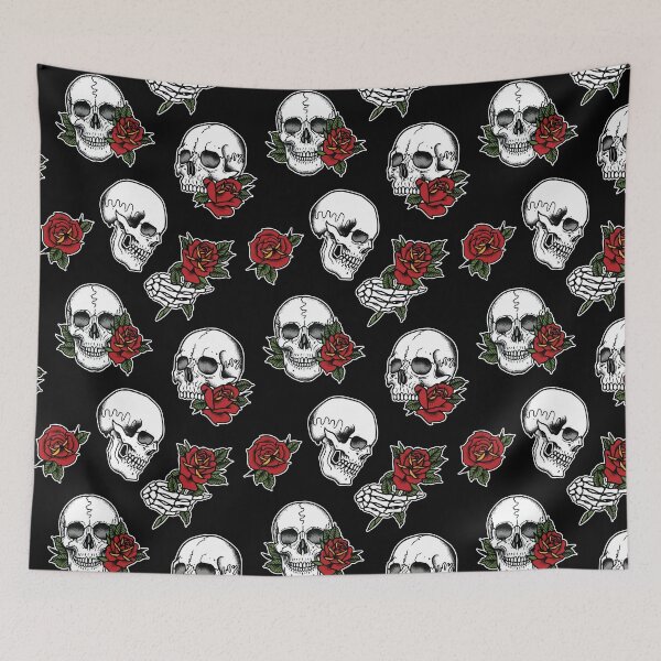 Item preview, Skulls and Roses Tattoo Pattern designed and sold by SevenRelics.