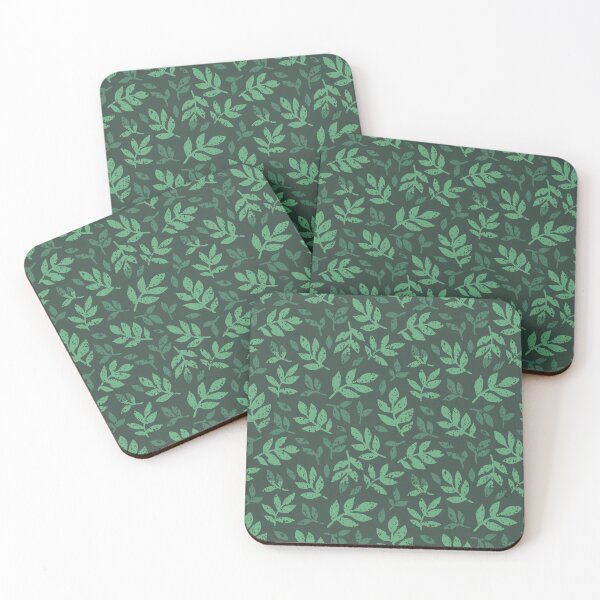 Item preview, Linocut vector green leaves on dark background. designed and sold by Kizuneko.