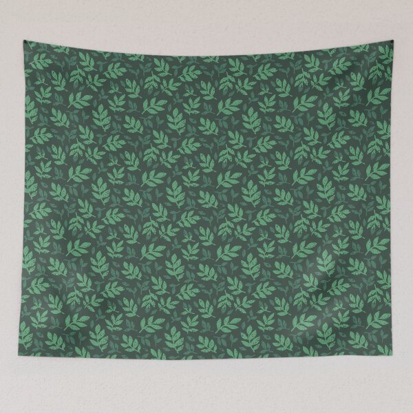 Item preview, Linocut vector green leaves on dark background. designed and sold by Kizuneko.